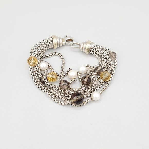 David Yurman Eight Row Chain Multi Gem Bracelet - Picture 2 of 8